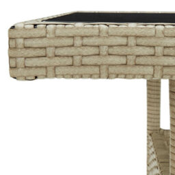 Berkfield Outdoor Dining Table Beige Poly Rattan And Glass - thumbnail 3
