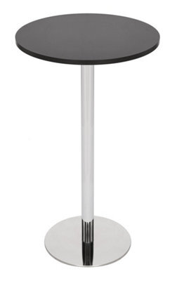 Lamboro Deluxe Como Poseur Table, Round Black Wood Top With Chrome Base, Home & Bar Table, 1015mm High - image 1
