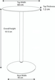 Lamboro Deluxe Como Poseur Table, Round Black Wood Top With Chrome Base, Home & Bar Table, 1015mm High - thumbnail 5