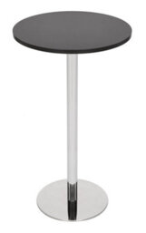 Lamboro Deluxe Como Poseur Table, Round Black Wood Top With Chrome Base, Home & Bar Table, 1015mm High - thumbnail 1