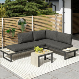 Outsunny 4 Seater L Shaped Aluminium Garden Furniture Set With Coffee Table - thumbnail 9
