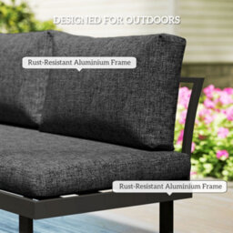 Outsunny 4 Seater L Shaped Aluminium Garden Furniture Set With Coffee Table - thumbnail 5