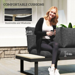 Outsunny 4 Seater L Shaped Aluminium Garden Furniture Set With Coffee Table - thumbnail 6