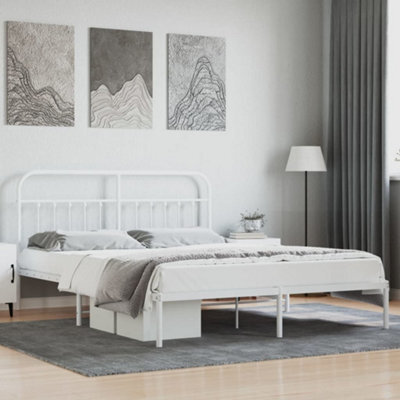 Berkfield Metal Bed Frame With Headboard White 160X200 Cm - image 1