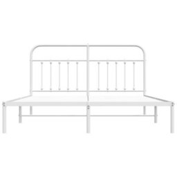 Berkfield Metal Bed Frame With Headboard White 160X200 Cm - thumbnail 6