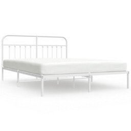 Berkfield Metal Bed Frame With Headboard White 160X200 Cm - thumbnail 2