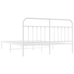 Berkfield Metal Bed Frame With Headboard White 160X200 Cm - thumbnail 8