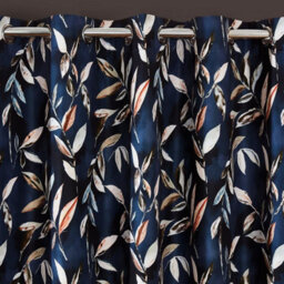 "Sundour Madrid Blackout Ready Made Leaves Eyelet Curtains Navy 46X54""" - thumbnail 2