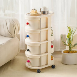 Living And Home Cream-Colored Four-Tier Movable Multi-Layer Drawer Storage Rack, 28Cm W X 42Cm D X 75Cm H - thumbnail 3