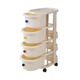 Living And Home Cream-Colored Four-Tier Movable Multi-Layer Drawer Storage Rack, 28Cm W X 42Cm D X 75Cm H - thumbnail 5