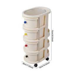 Living And Home Cream-Colored Four-Tier Movable Multi-Layer Drawer Storage Rack, 28Cm W X 42Cm D X 75Cm H - thumbnail 9