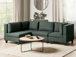 Beliani Modular Corner Sofa 4 Seater Unstad Fabric Dark Green Right Hand - thumbnail 2