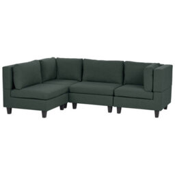 Beliani Modular Corner Sofa 4 Seater Unstad Fabric Dark Green Right Hand - thumbnail 4
