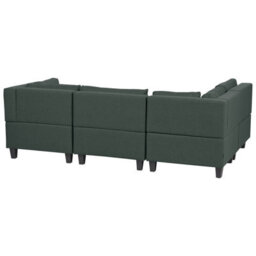 Beliani Modular Corner Sofa 4 Seater Unstad Fabric Dark Green Right Hand - thumbnail 5