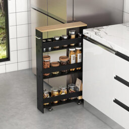 Costway 4-Tier Slim Storage Cart Narrow Rolling Kitchen Serving Cart W/ Open Shelves - thumbnail 1