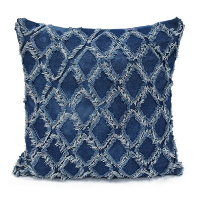 Velosso Festive Design Red Cushion, Cotton Chenille, Zip Closure, Machine Washable - Blue