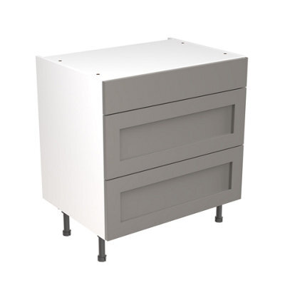 Kitchen Kit 3 Drawer Base Unit 800mm W/ Shaker Cabinet Door - Ultra Matt Dust Grey - image 1