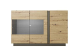 Arte Arco Contemporary Display Sideboard Cabinet 3 Hinged Doors 2 Shelves Oak Artisan Effect & Graphite (H)910mm (W)1380mm (D)400mm - thumbnail 3