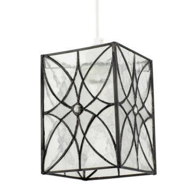 Happy Homewares Cathedral Style Glass Pendant Light Shade With Textured Glass Panels - image 1