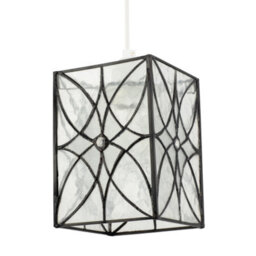 Happy Homewares Cathedral Style Glass Pendant Light Shade With Textured Glass Panels - thumbnail 1