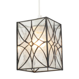 Happy Homewares Cathedral Style Glass Pendant Light Shade With Textured Glass Panels - thumbnail 2