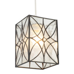 Happy Homewares Cathedral Style Glass Pendant Light Shade With Textured Glass Panels - thumbnail 6