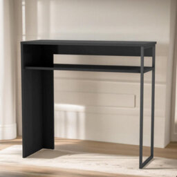 Pirlo Plush 2 Tier Console Table With Steel Frame Hallway Furniture Black - thumbnail 3