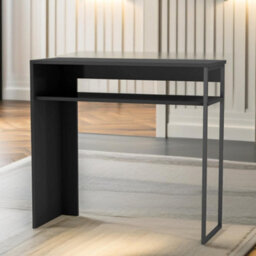 Pirlo Plush 2 Tier Console Table With Steel Frame Hallway Furniture Black - thumbnail 4