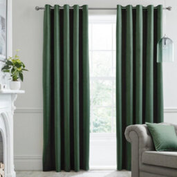 Laurence Llewelyn-Bowen Montrose Velvet Blackout-Coated Pair Of Bottle Green Eyelet Curtains