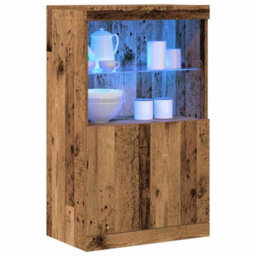 Berkfield Sideboard With Led Lights Old Wood 60X37X100 Cm - thumbnail 3