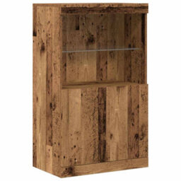 Berkfield Sideboard With Led Lights Old Wood 60X37X100 Cm - thumbnail 2