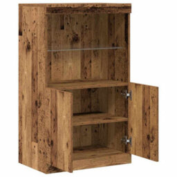 Berkfield Sideboard With Led Lights Old Wood 60X37X100 Cm - thumbnail 5