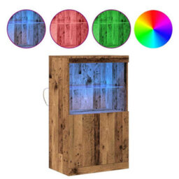 Berkfield Sideboard With Led Lights Old Wood 60X37X100 Cm - thumbnail 4