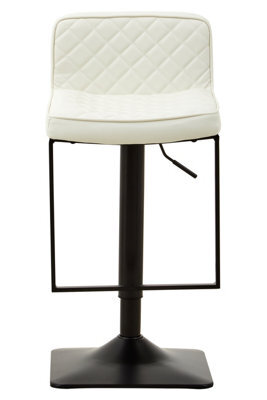 Orsina Retro Design White Leather Effect And Black Base Bar Chair, Modern Bar Chair With Back, Cushioned Bar Chair - image 1