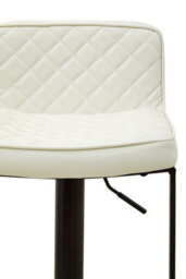 Orsina Retro Design White Leather Effect And Black Base Bar Chair, Modern Bar Chair With Back, Cushioned Bar Chair - thumbnail 5