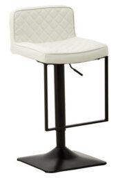 Orsina Retro Design White Leather Effect And Black Base Bar Chair, Modern Bar Chair With Back, Cushioned Bar Chair - thumbnail 2
