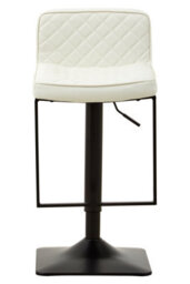 Orsina Retro Design White Leather Effect And Black Base Bar Chair, Modern Bar Chair With Back, Cushioned Bar Chair - thumbnail 1