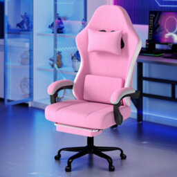 Levede Office Desk Chair Fabric Gaming Recliner Adjustable Height Swivel Pink - thumbnail 1