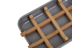 Orsina Modern Grey Bamboo Soap Dish, Minimalist Draining Soap Tray With Removable Insert, Bathroom Soap Holder - thumbnail 3