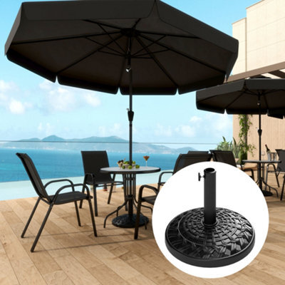 Outsunny 12Kg Garden Parasol Base, Round Resin Garden Umbrella Base, Black - image 1