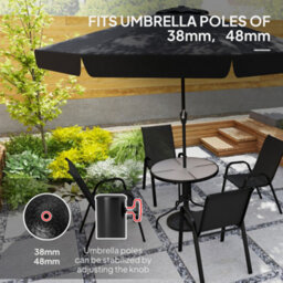 Outsunny 12Kg Garden Parasol Base, Round Resin Garden Umbrella Base, Black - thumbnail 4