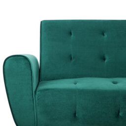 Beliani Sofa Bed 3 Seater Selnes Velvet Emerald Green - thumbnail 6