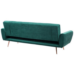 Beliani Sofa Bed 3 Seater Selnes Velvet Emerald Green - thumbnail 5