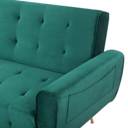 Beliani Sofa Bed 3 Seater Selnes Velvet Emerald Green - thumbnail 7