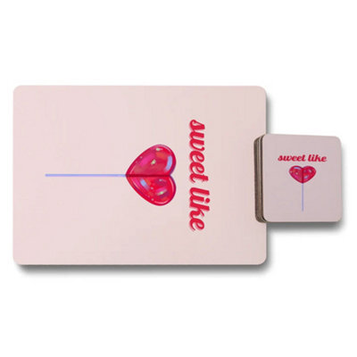 Benjamin Tate Design Sweet Like Placemat And Coaster Set With Wood Bottom Designer Artwork Limited Edition - image 1