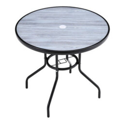 Breeins 80Cm Dia Round Outdoor Garden Coffee Table With Wood Texture And 5.1Cm Dia Parasol Hole - thumbnail 4