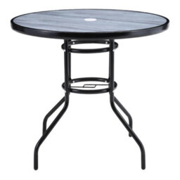Breeins 80Cm Dia Round Outdoor Garden Coffee Table With Wood Texture And 5.1Cm Dia Parasol Hole - thumbnail 3