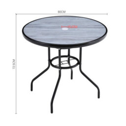Breeins 80Cm Dia Round Outdoor Garden Coffee Table With Wood Texture And 5.1Cm Dia Parasol Hole - thumbnail 8