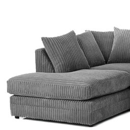 Furnishings For Less UK Luxor Grey Jumbo Cord Large 5 Seater Corner Sofa Long Left Hand Facing - thumbnail 4