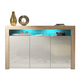 Sideboard Tv Stand Storage Cabinet Cupboard White Gloss Doors Led 155Cm Unit - thumbnail 1